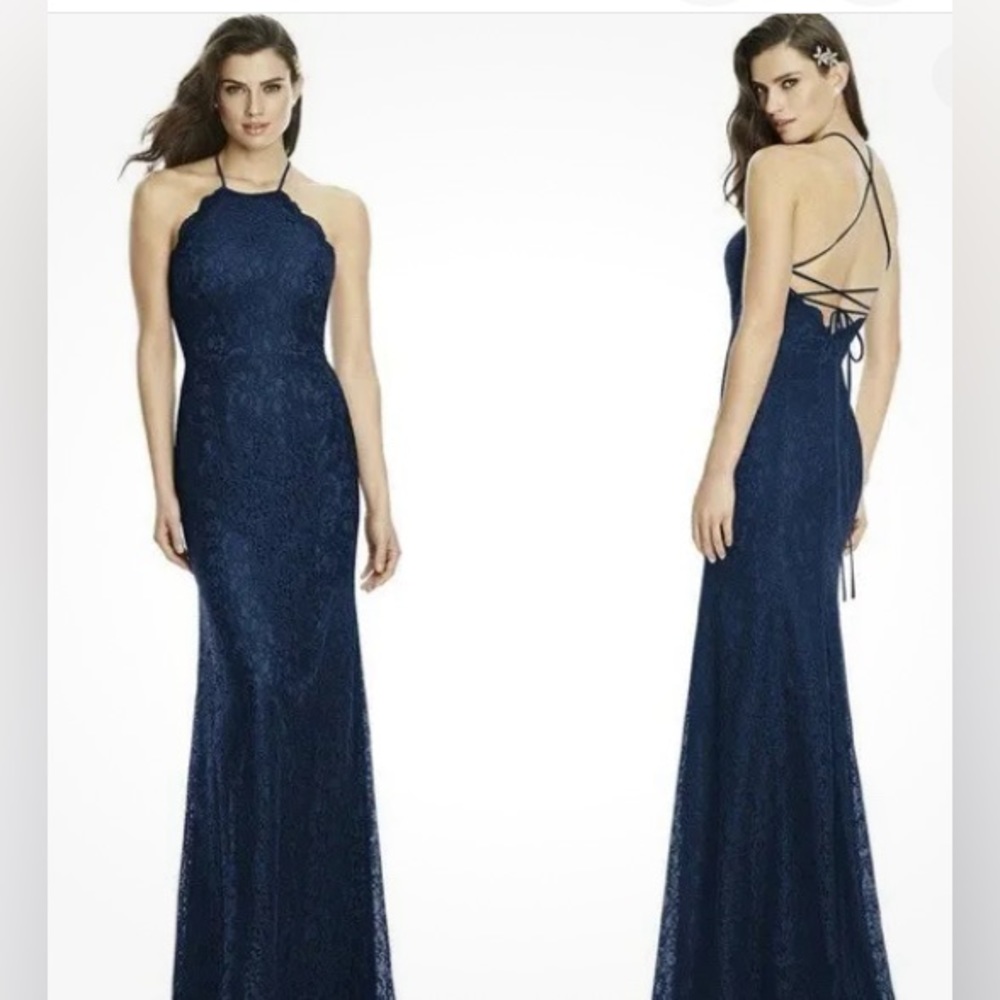 Navy lace formal